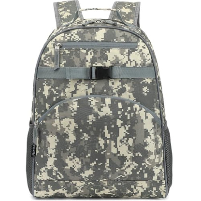 FlowFly Kids Backpack for Toddler Boys Girls, Simple Lightweight Bookbag for Daycare Kindergarten Elementary School Travel, Small Modern Bag (Large), Digital Camo - color: Digital Camo, style: Kids Large: 17l