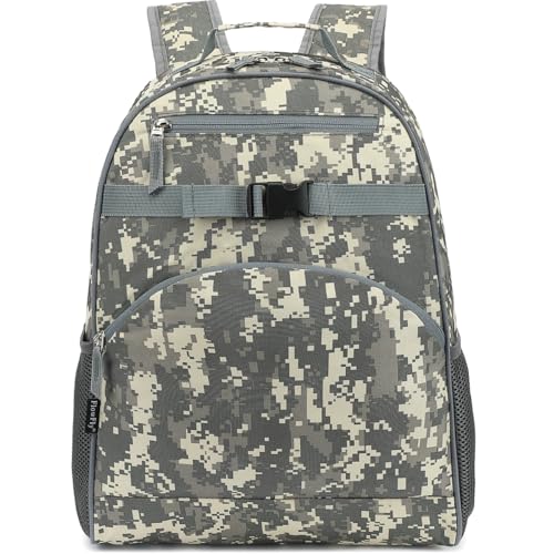 FlowFly Kids Backpack for Toddler Boys Girls, Simple Lightweight Bookbag for Daycare Kindergarten Elementary School Travel, Small Modern Bag (Large), Digital Camo - color: Digital Camo, style: Kids Large: 17l