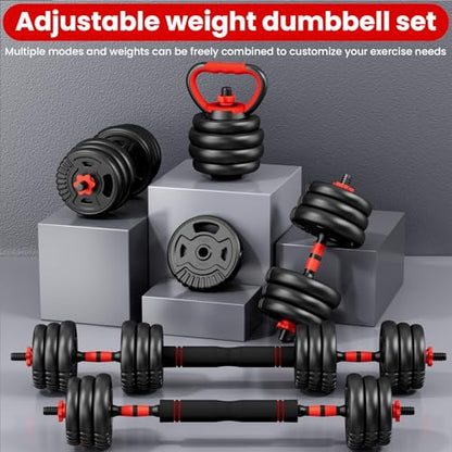 Adjustable Dumbbell Set, 22/33/45/70/90lbs Free Weight Set with Connector, 5-in-1 Dumbbell Set for Barbells, Kettlebells, Push up Stand, Weight Plate, Fitness Exercises for Home Gym Suitable Men/Women - color: 90LB(45LB Pair)
