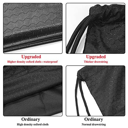 Drawstring Backpack Bag, Waterproof Draw String Back Sack with Zip Pocket, Gym Drawstring Bags Swim Bag for Men Women - color: Black, Upgraded