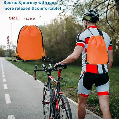 Drawstring Backpack Bulk 24Pcs Draw String Backpack Bags DIY Gym Sports Traveling Yoga Cinch Bag Sackpack Drawstring (orange) - color: Orange