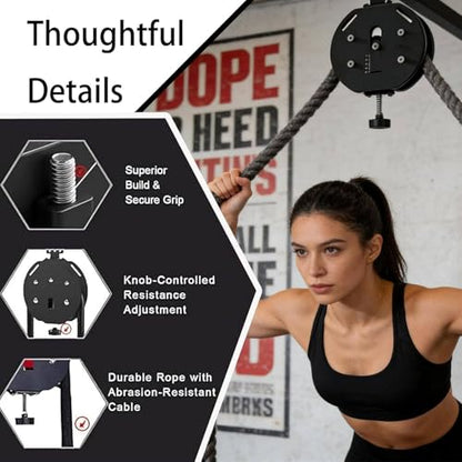 Endless Rope Trainer, Suspension Resistance Trainer Machine with Adjustable Resistance, 14 Ft Closed-Loop Nylon Rope, Pulley System for Home Gym Interval Resistance - color: Black