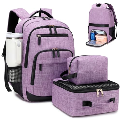 BOVIP Travel Backpack For Men Women,40L Carry On Backpack Flight Approved,TSA Personal Item Travel Bag Fits 17 Inch Laptop,Business Weekender Overnight Daypack Purple - color: Black Purple