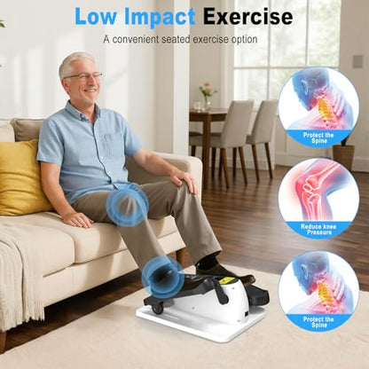 HOTWAVE Under Desk Elliptical Exercise Machine, Ellipse Leg Exerciser Electric as Seen on TV While Sitting for Seniors with Remote Control & 12-Speeds, Seated Foot Pedal Exercise Training Equipment - color: White