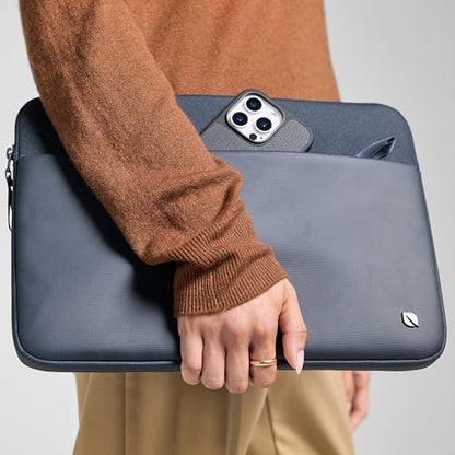 Incase A.R.C. Sleeve with ReSpun Recycled Polyester - 15 inch and 16 inch MacBook/Laptop & iPad/Tablet Case - Cushioned Faux Fur Lining, External Zippered Slip Pocket - Navy - color: Navy