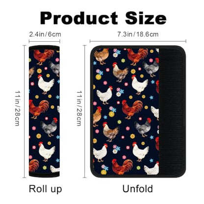 2Pcs Soft Auto Seat Belt Cover Pads, Chicken Flower Car Seatbelt Shoulder Cushion for Comfortable Driving, Compatible with All Cars' Seatbelt and Backpack Straps 11x2.4inch - color: Chicken