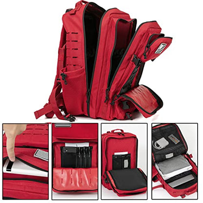 QT&QY 25L/45L Military Tactical Backpack For Men Molle Daypack 3 Day Bug Out Bag Hiking Rucksack With Bottle Holder - color: 45l 2.0 Red