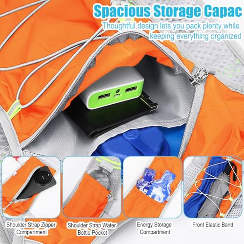 Travel Hiking Cycling Lightweight Backpack Adjustable shoulder straps, Running Hydration Vest for Outdoor Trail for Men Women-Orange