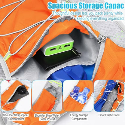 Travel Hiking Cycling Lightweight Backpack Adjustable shoulder straps, Running Hydration Vest for Outdoor Trail for Men Women-Orange