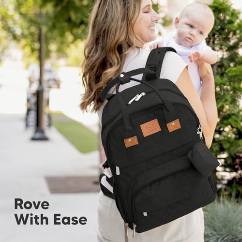 KeaBabies Diaper Bag Backpack - Large Baby Diaper Bag with Changing Pad, Baby Boy, Girl, Travel Backpack for Mom and Dad, Waterproof, Multi Function Durable (Trendy Black) - color: Trendy Black