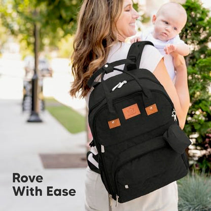 KeaBabies Diaper Bag Backpack - Large Baby Diaper Bag with Changing Pad, Baby Boy, Girl, Travel Backpack for Mom and Dad, Waterproof, Multi Function Durable (Trendy Black) - color: Trendy Black