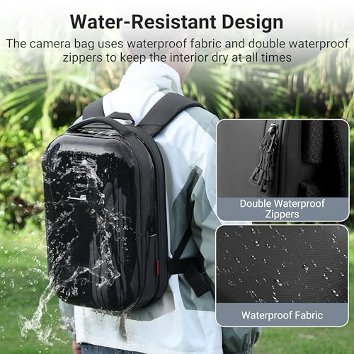 Hardshell Professional Photography Backpack for DSLR Digital Cameras, 22L