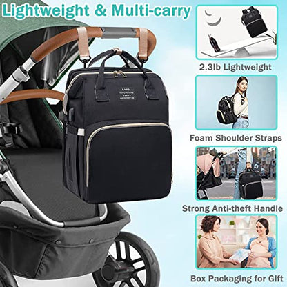 ANWTOTU Baby Diaper Bags with Changing Station,900D Oxford Waterproof Diaper Bag Backpack for Moms Dads with USB Charging Port,Large Capacity Baby Essentials(Ungrade Black) - color: Ungrade---black