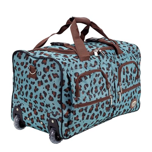 Rockland Rolling Duffel Bag, Black, 22" - color: BLUELEOPARD, size: 22"