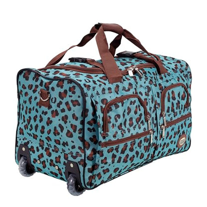 Rockland Rolling Duffel Bag, Black, 22" - color: BLUELEOPARD, size: 22"