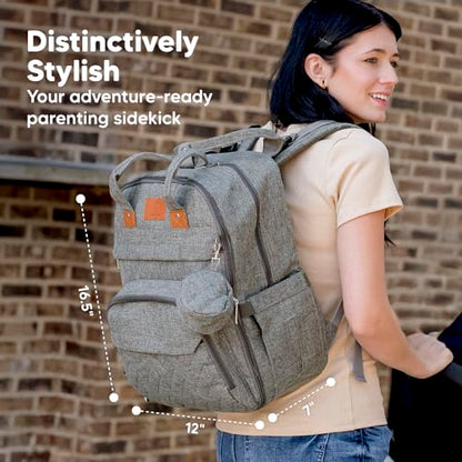 KeaBabies Diaper Bag Backpack - Large Baby Diaper Bag with Changing Pad, Baby Boy, Girl, Travel Backpack for Mom and Dad, Waterproof, Multi Function Durable (Classic Gray) - color: Classic Gray