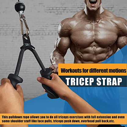 BLUSLM Ergonomic Tricep Rope Pulldown Attachments, Upgraded 27 32 40 & 47 Inch Extra Long Triceps Rope Cable Attachments for Gym, LAT Pull Down Bar for Cable Machine, Tricep Workout Cable Attachments - color: HAND ROPE-01