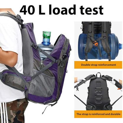 FENGDONG 40L Waterproof Lightweight Hiking,Camping,Travel Backpack for Men Women Purple - color: A3- Purple