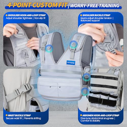 Adjustable Weighted Vest for Women Men (3.3-11.3 LBS), Custom Weight Intensity for All Exercises, Snug Fit & Stable, Washable Breathable Weight Vest for Walking Running Fitness Gym Training(Gray)