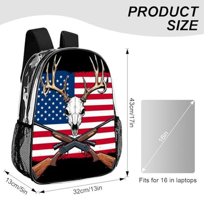 Rucksacks Lightweight Multipurpose Anti-Theft Hunting Deer Usa American Flag Black Shoulder Bag Large Capacity Business Computer Bag With Smooth Zippers - color: Pattern 208