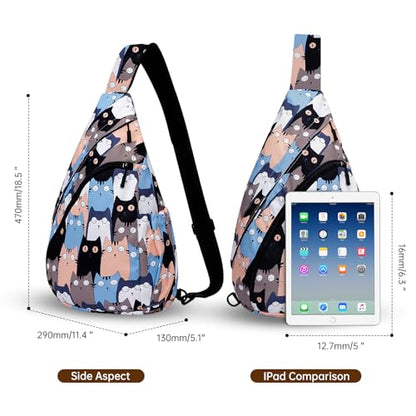 HUA ANGEL Crossbody Sling Bag for Men & Women Lightweight Waterproof Chest Shoulder Bag for Travel Hiking & Everyday Use - color: W-cat #2