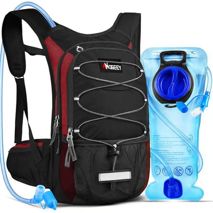 Hydration Pack, Insulated Hydration Backpack with 2L Hydration Bladder, Hiking Backpack for Men Women Kids, Water Backpack for Hiking, Running, Cycling, Camping - color: Black Red