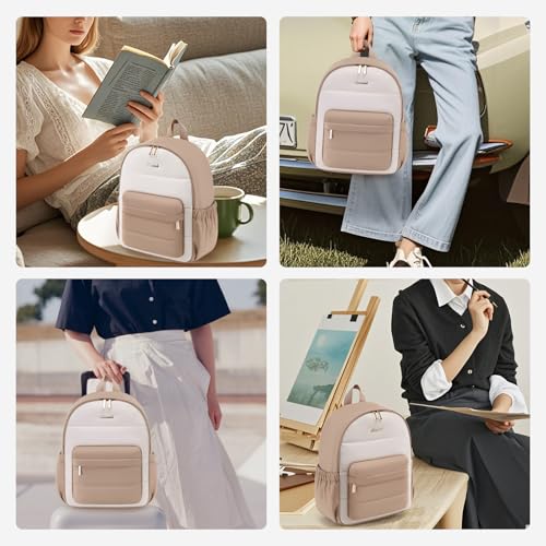 LOVEVOOK Mini Backpack Purse for Women, Small Puffer Lightweight Backpack, Casual Daily Daypack Purse for Women, back pack with Anti-theft Pocket for Travel-Khaki and Beige - color: Beige Khaki