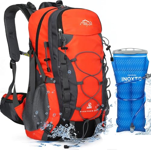 INOXTO lightweight Hiking Backpack 35L/40L Hiking Daypack with Waterproof Rain Cover for Travel Camping Outdoor Men and Women - color: 40l Orange