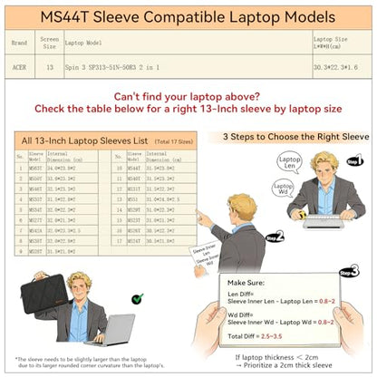 Smatree MS44T Hard Protective 13 inch Laptop Sleeve Case Compatible for ACER Spin 3 SP313-51N-50R3 2 in 1 - color: Black, size: 13 inch/MS44T/Size:31.5*23.8cm