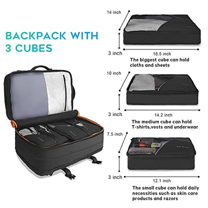 BANGE 45L Carry On Backpack, Weekender Travel Backpacks, 17.3 inch Laptop Back Pack Business Expandable Bag for Men and Women… (Blake45L（with3cubes)… - size: Black-45l(with3cubes)