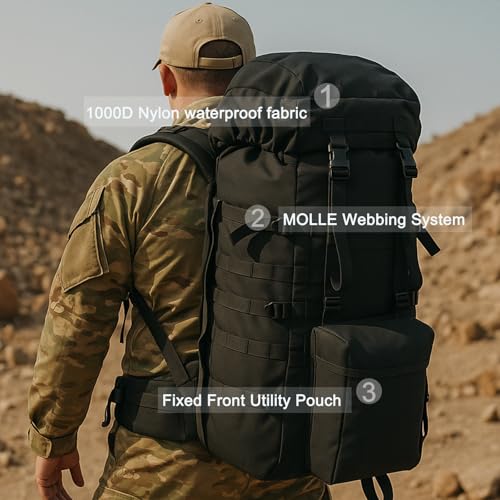 MT PLCE Tactical Backpack with Internal Frame, Military Rucksack for Outdoor, Hiking, Survival Black - color: Black