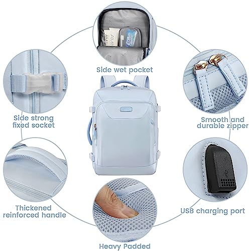 Carry on Backpack, Flight Approved Large Travel Laptop Backpack, 15.6 Inch Water Resistant Luggage Computer Daypack College Weekender Overnight Bag for Men & Women, blue - color: Blue