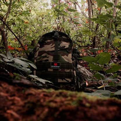 FOX OUTDOOR PRODUCTS Large Transport Pack | 37L Tactical Backpack with Compression Straps, Hydration Pocket & Modular Webbing - color: Woodland Camo