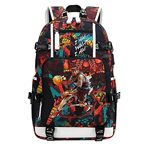 Basketball Player 3 Multifunction Backpack Travel Laptop Fans bag For Men Women - color: Red - 1