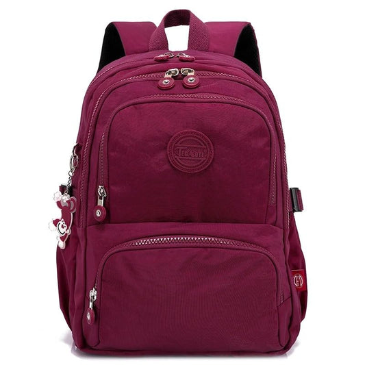 Backpack School Bag Secondary Rucksacks Teenage Student Durable Heavy Duty Large Kids Bookbags Waterproof, Purple Red, 27x13x37cm - color: Purple Red, size: 27x13x37cm
