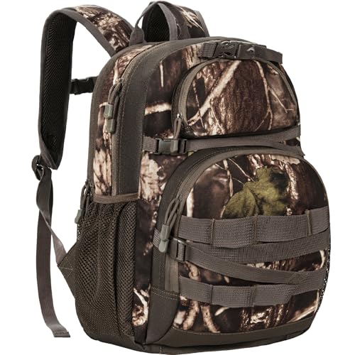 Hunting Backpack, Camo Outdoor Hunting Pack for Bow or Rifle with Holder for Hunting, Camping, Hiking - color: Camo Brown, size: 25L
