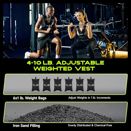 Adjustable Weighted Vest for Women Men, 4-10lb 11-20lb 20-32lb Weight Vest with 6 Ironsand Bags, Running Vest with Reflective Strips Adjustable Buckle Straps for Walking Strength Training - size: 4-10 lbs