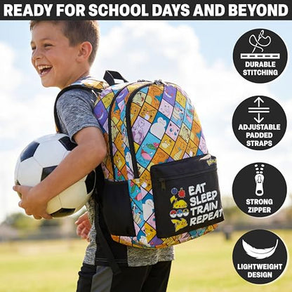 Get Trend Pokemon Kids Backpack for Boys, Anime 18in Book Bag Adjustable Padded Straps Travel School Bag, Gamers Gifts (Multi Pokemon) - color: Multi Pokemon