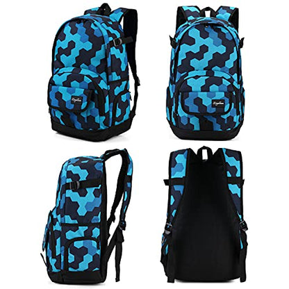rickyh style School Backpack Travel Bag for Men & Women Lightweight College Back Pack with Laptop Compartmen - color: 04hexagon Blue