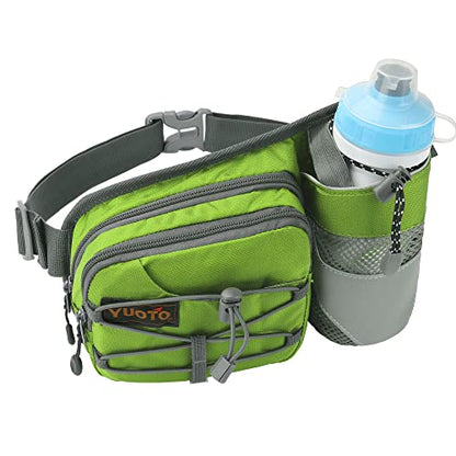 Waist Pack with Water Bottle Holder for Running Walking Hiking Fanny Pack Hydration Belt - color: Bright Green