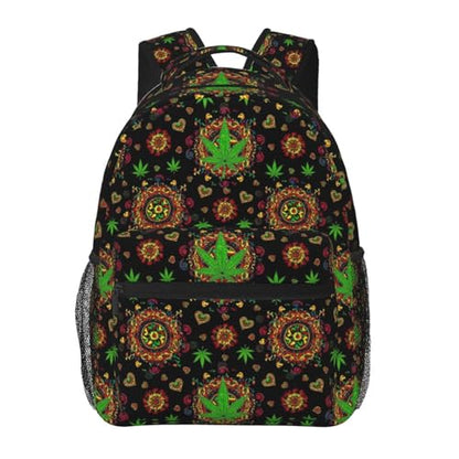 Stylish Travel Backpack Trippy Green Weedleaf Leaf Art, Commuter Daypack with Laptop Compartment for Work, Trips and Gym - color: Pattern (14)