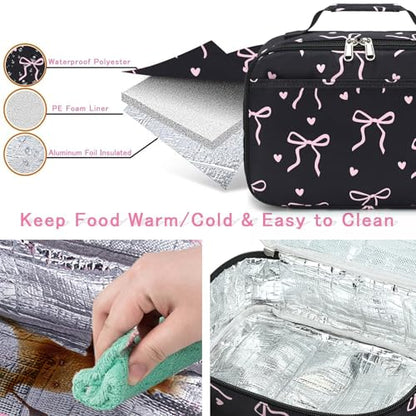 LOIDOU Girls Backpack for Kids Cute School Bookbag - color: Bow Tie Black 2, size: L-17"