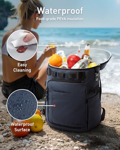 TOURIT Cooler Backpack 32 Cans Large Capacity Insulated Backpack Cooler Bag for Men Women to Picnic, Hiking - color: Light Gray
