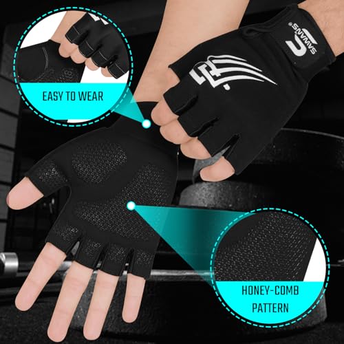 SAWANS Weight Lifting Workout Gloves Lightweight Breathable Padded Palm Protection Gym Gloves Non-Slip Silicone Grip for Men and Women Exercise Fitness Training Pull-ups Deadlifting - size: X-Large