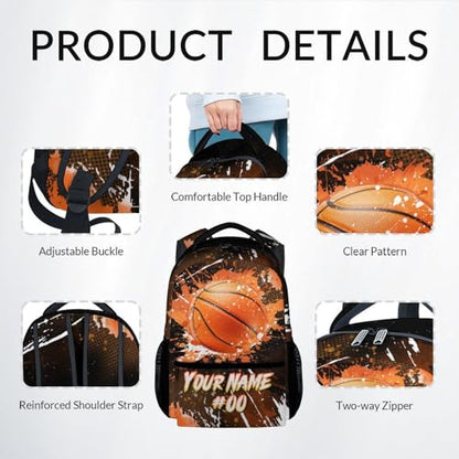COZYAURA Boys Backpack Set - Personalized Basketball Backpacks for Kids - Sports Theme Bookbag for Elementary Middle School - Cool School Bag with Lunch Box & Pencil Case - color: Style-2