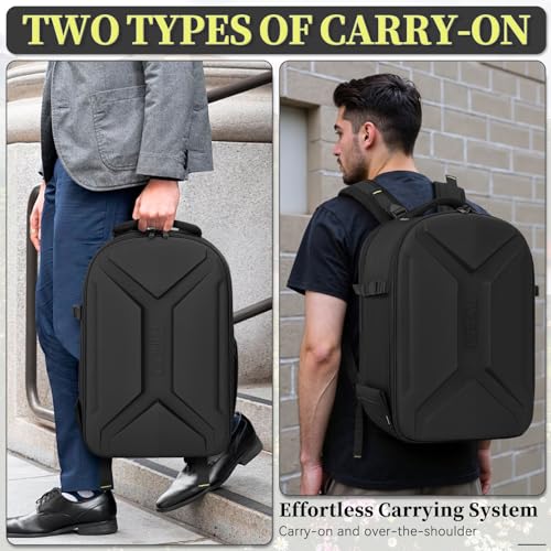 Camera Backpack, Hardshell DSLR/SLR/Mirrorless Photography Camera Bag with Rain Cover, Waterproof Hard Shell Camera Case with Tripod Holder & 15.6" Laptop Compartment Compatible with Canon/Nikon/Sony - color: Black