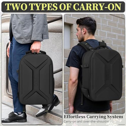 Camera Backpack, Hardshell DSLR/SLR/Mirrorless Photography Camera Bag with Rain Cover, Waterproof Hard Shell Camera Case with Tripod Holder & 15.6" Laptop Compartment Compatible with Canon/Nikon/Sony - color: Black