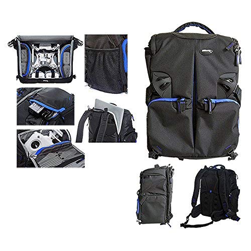 Ultimaxx Water Resistant Travel Backpack Carry Case with Folding Compact Lightweight Luggage Cart for DJI Quadcopter Drones, Phantom 4, Pro, Advanced, Standard Series and Additional Accessories