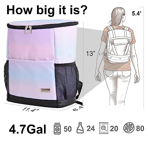 Wolka Cooler Backpack 30 Cans,Portable Backpack Coolers Insulated Leak Proof,Waterproof Soft Sided Cooler Bag for Travel,Beach,Camping,Picnic,Lunch Backpack for Women (Dream Cloud) - color: Dream Cloud