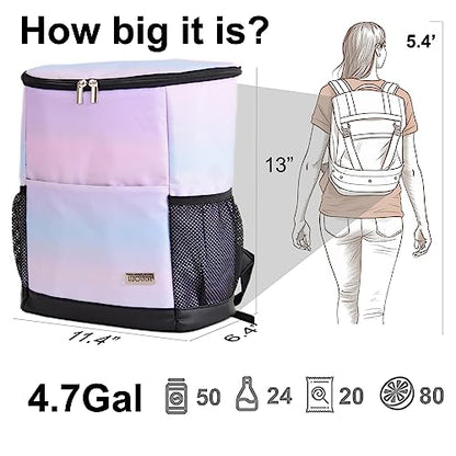 Wolka Cooler Backpack 30 Cans,Portable Backpack Coolers Insulated Leak Proof,Waterproof Soft Sided Cooler Bag for Travel,Beach,Camping,Picnic,Lunch Backpack for Women (Dream Cloud) - color: Dream Cloud